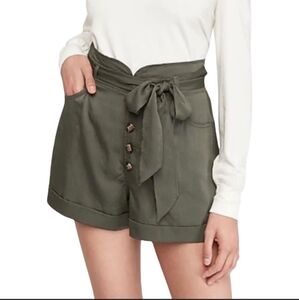 Express High Waist Army Green Button Down Shorts Size SP